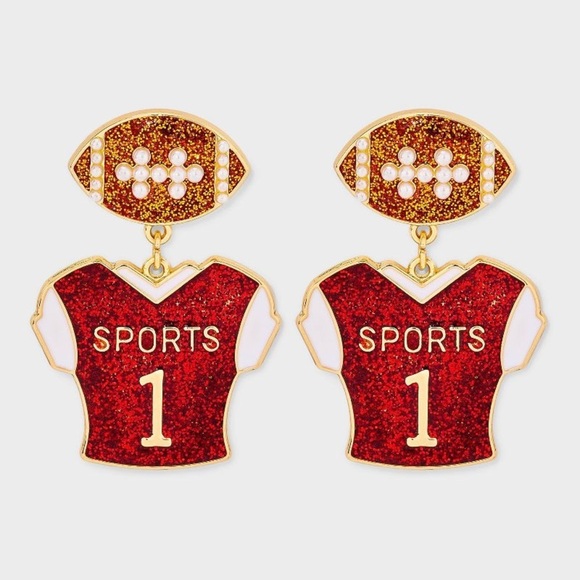Target Jewelry - Football Jersey Post Drop‎ Earrings - Red/Gold - NWT